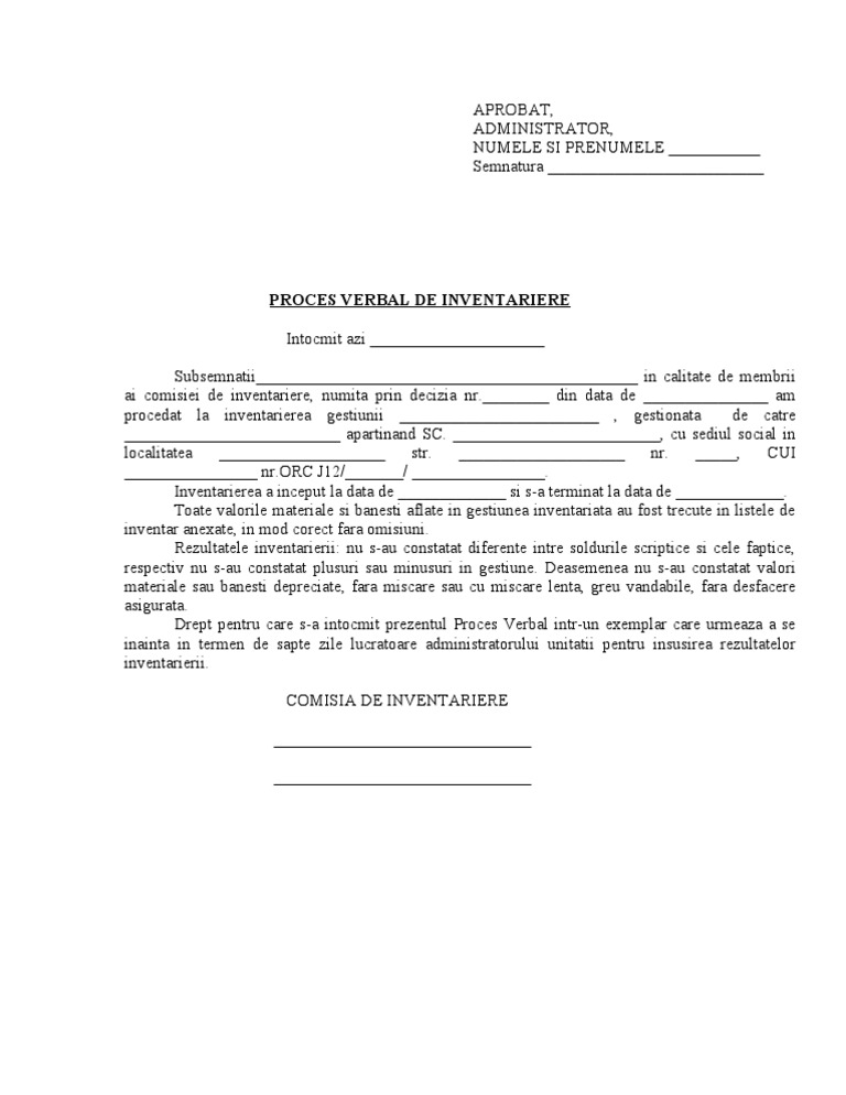 Proces Verbal Inventar | PDF