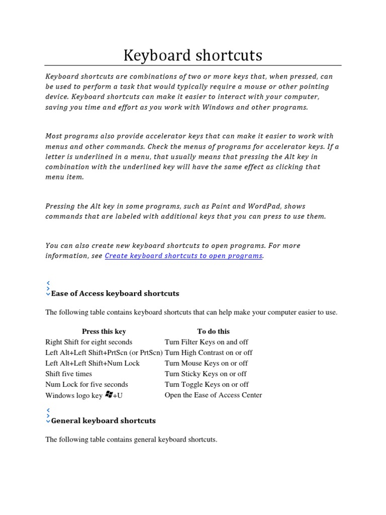 Windows Keyboard Shortcuts | PDF | Computer Keyboard | Keyboard Shortcut