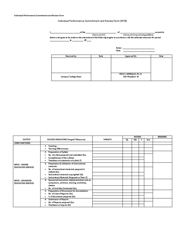 Individual performance commitment and review form for teachers essay 03 image