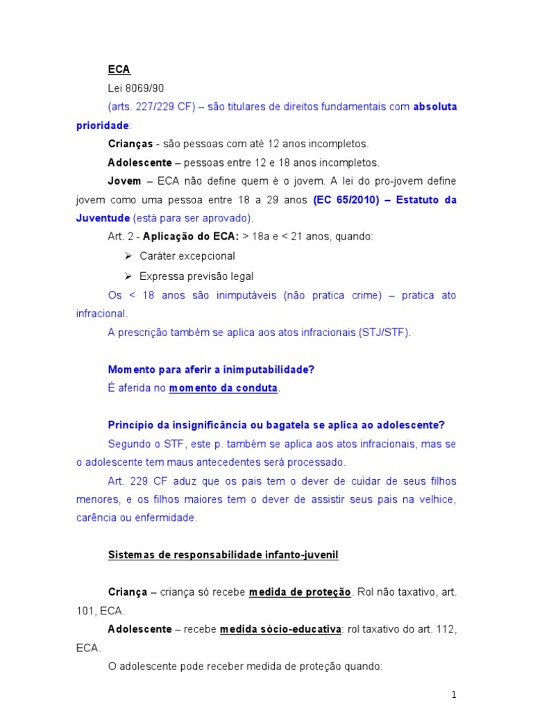 Resumo do ECA: Direitos e Responsabilidades | PDF | Adoção ...