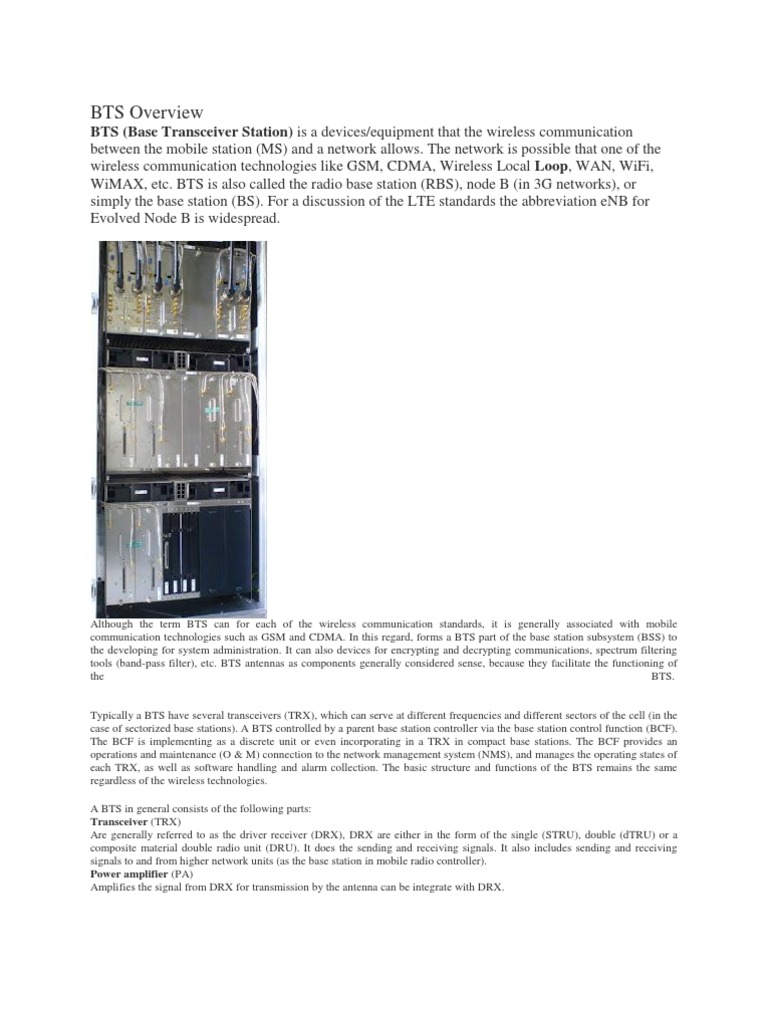 BTS Overview | PDF | Microwave | Antenna (Radio)