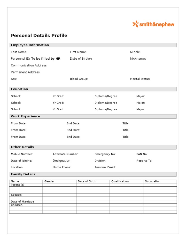 Personal Details Profile | PDF