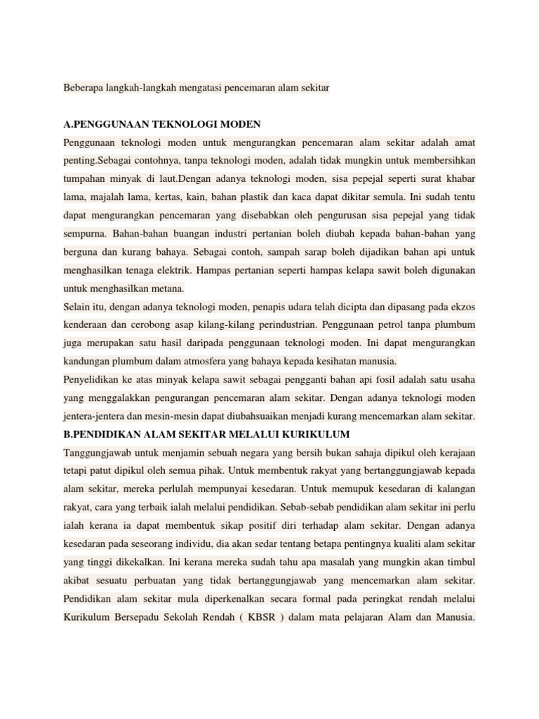 Langkah mengatasi pencemaran