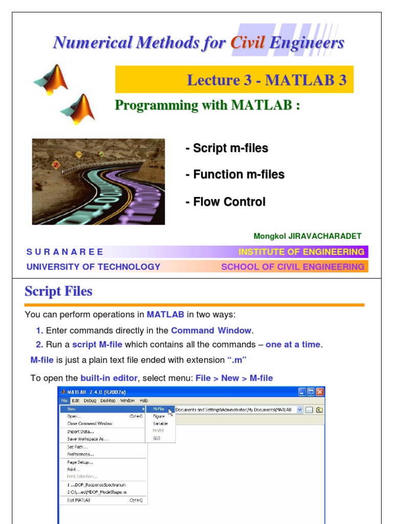 MATLAB Programming for Civil Engineers | PDF
