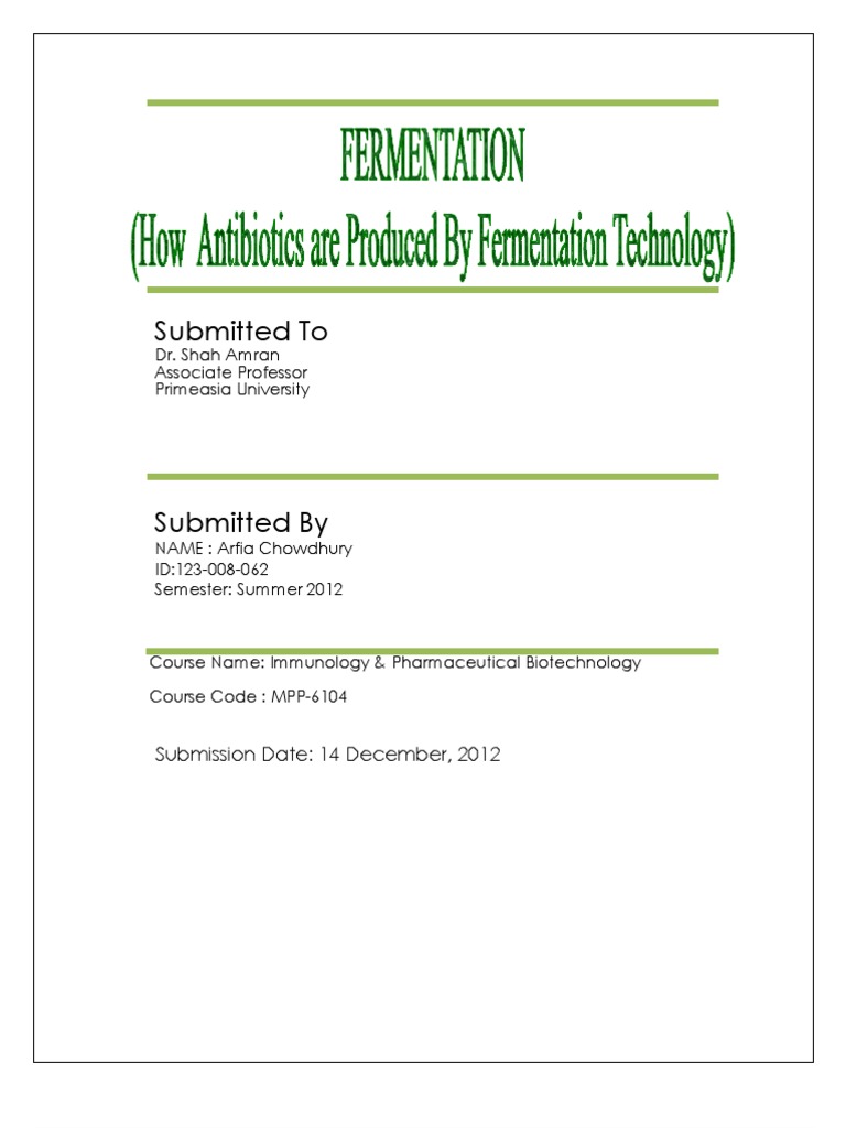 Antibiotic Production via Fermentation | PDF | Growth Medium | Plasmid