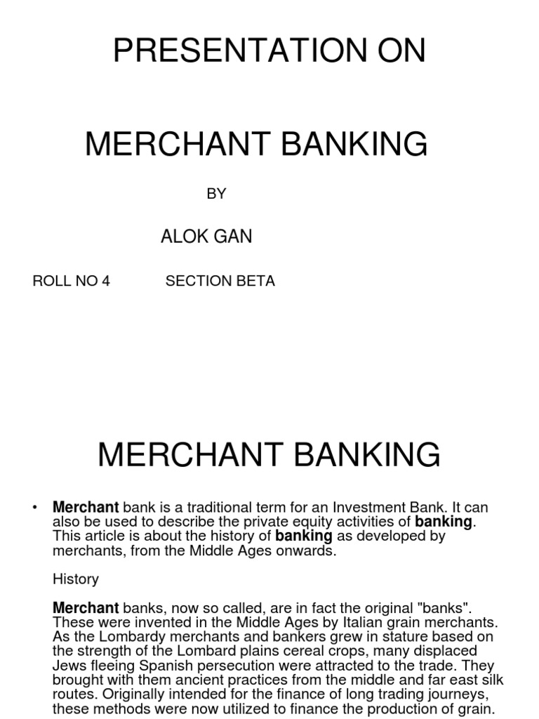 Merchant Banking History | PDF | Economic Institutions | Banking