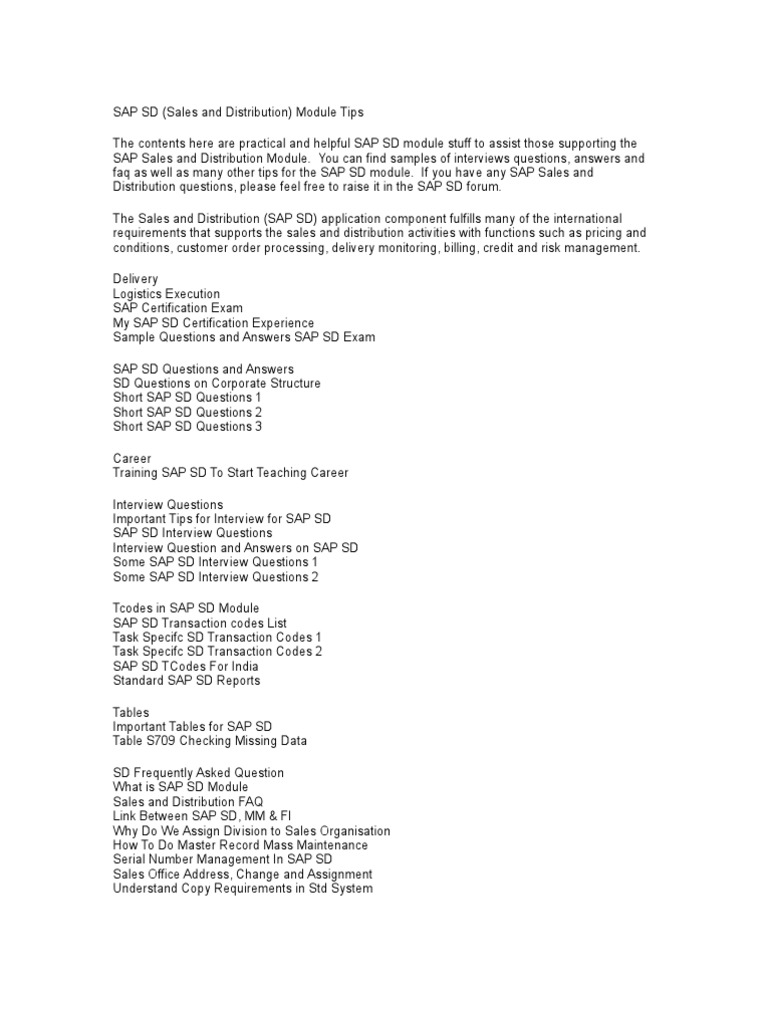 Sap Sd All Documents Pdf Sales Cheque