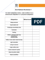 11-14yrs - Adaptations To Arid Habitats - Activity 1 Worksheet