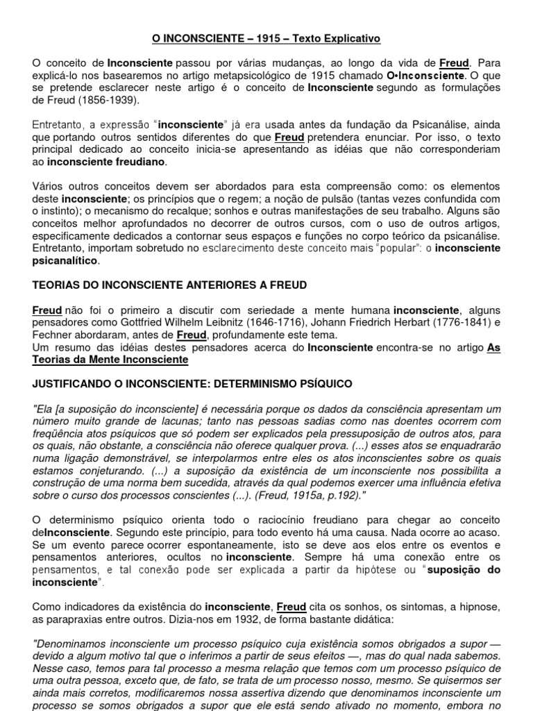 A Teoria do Inconsciente de Freud: Uma Análise do Conceito Fundamental ...