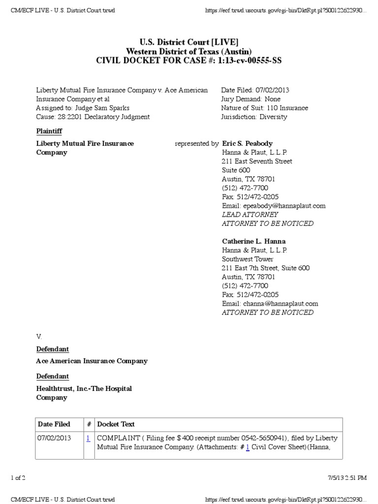 LIBERTY MUTUAL FIRE INSURANCE COMPANY V. ACE AMERICAN INSURANCE COMPANY ...