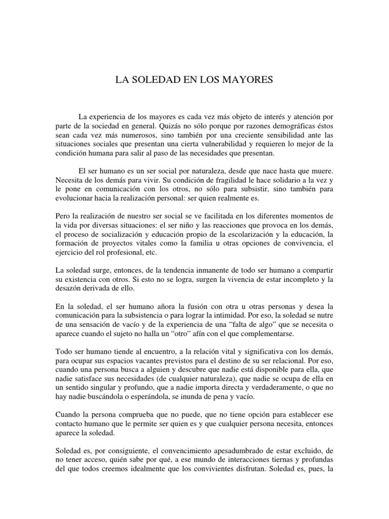 La Soledad en la Vejez | PDF | Soledad | Vejez