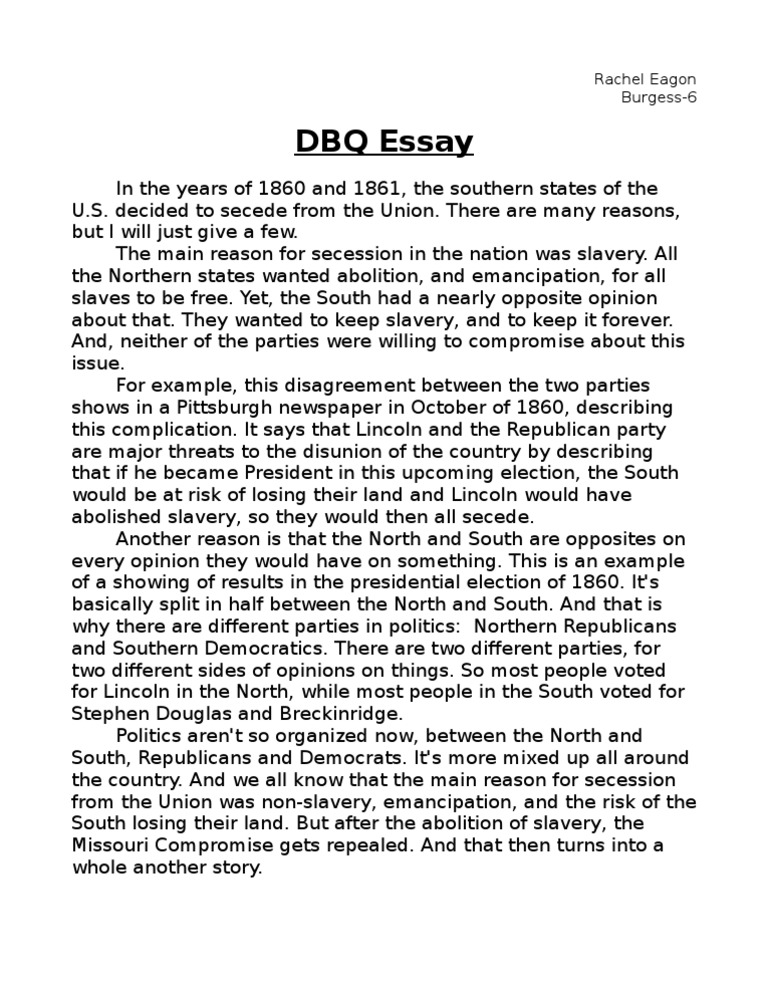 example of a dbq essay