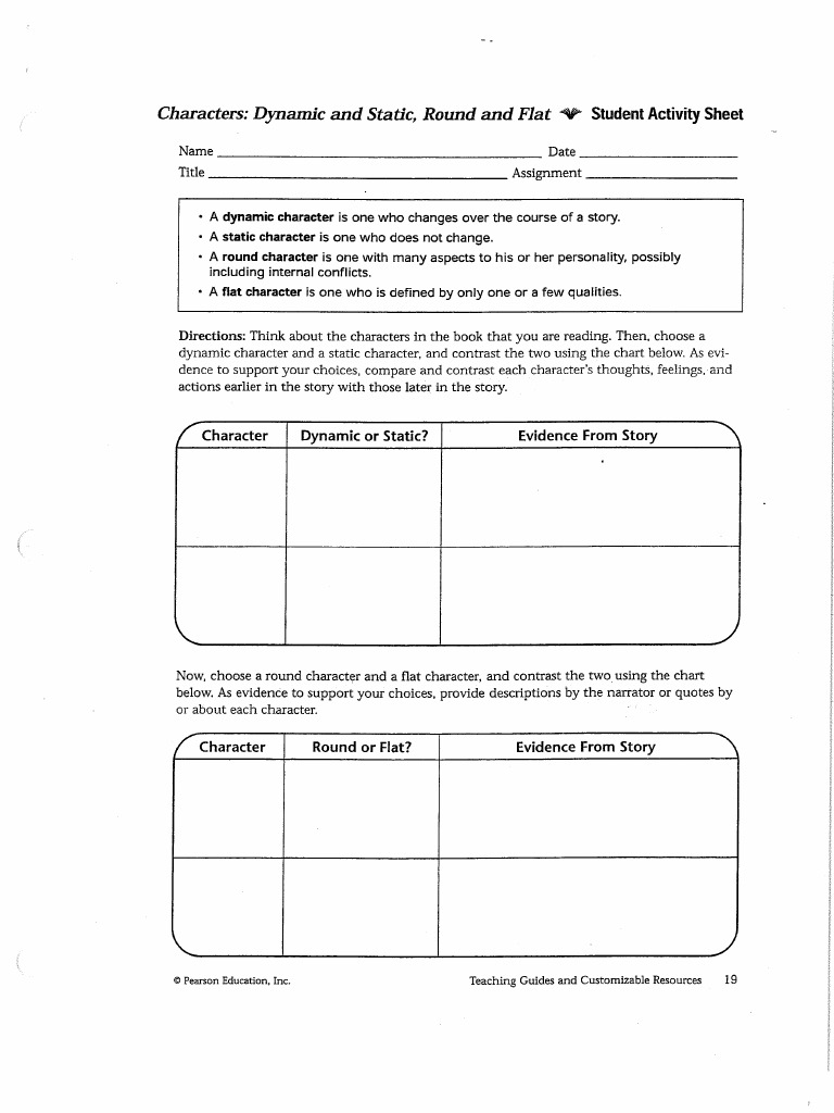 Dynamic Character Graphic Organizer | PDF