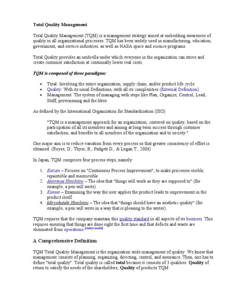 Total Quality Management | PDF