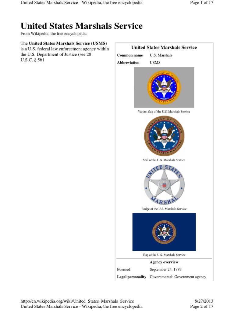 United States Marshals Service | PDF | United States Marshals Service ...