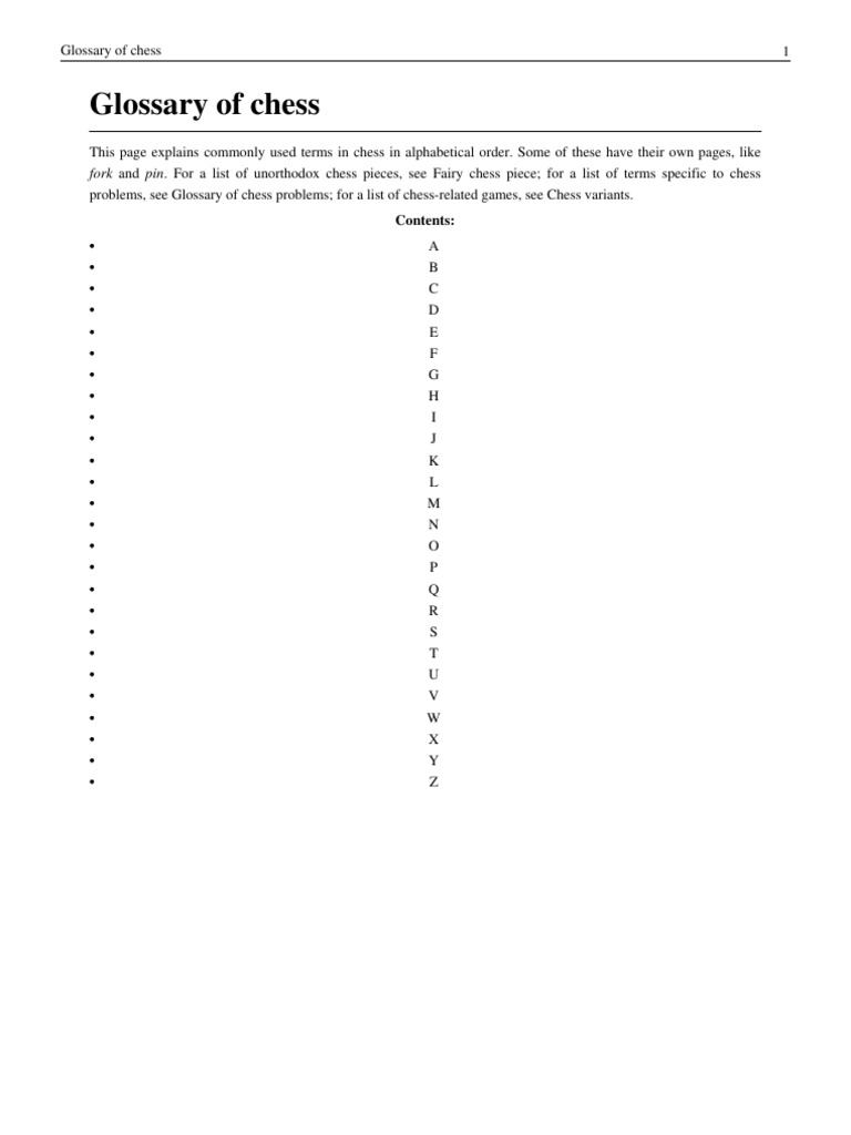 Chess Terminology Glossary | PDF | Chess Openings | Chess