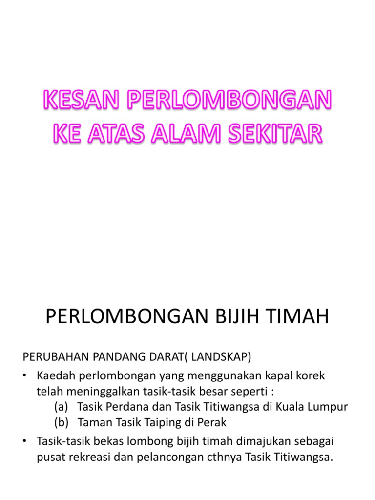 Kesan Perlombongan Ke Atas Alam Sekitar Pdf