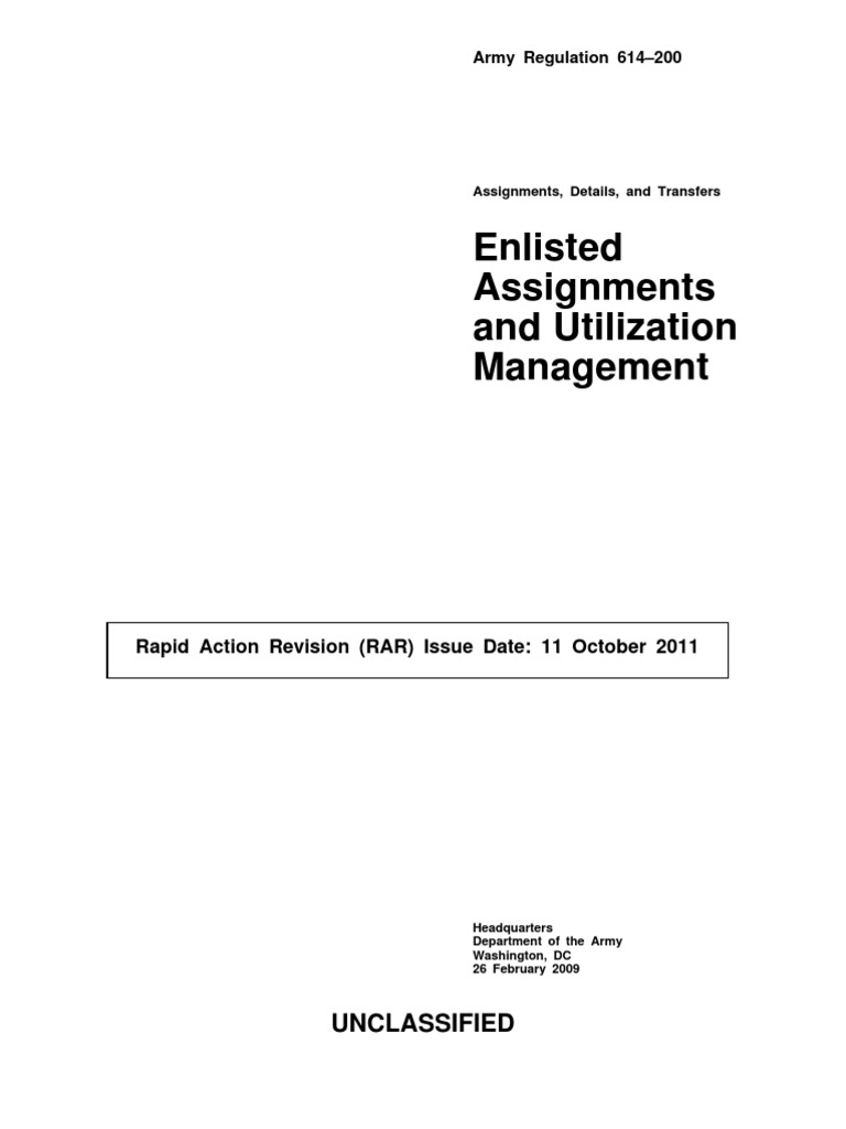 Army Regulation 614-200 Overview | PDF | United States Army | United ...