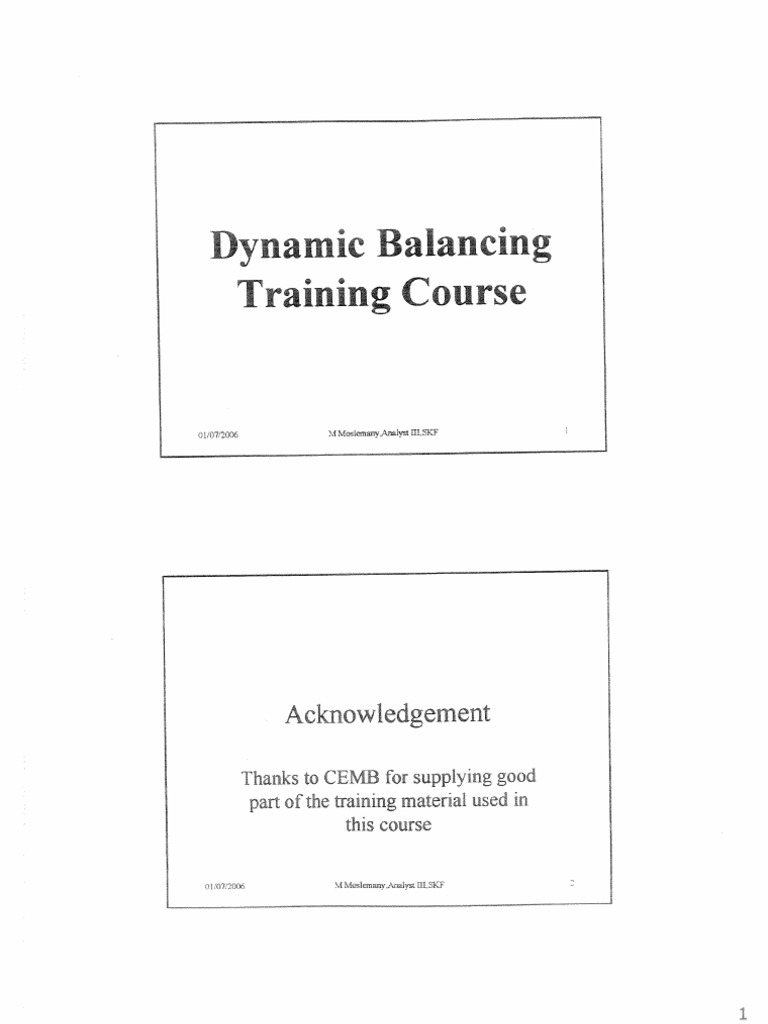 Dynamic Balancing Course SKF PDF
