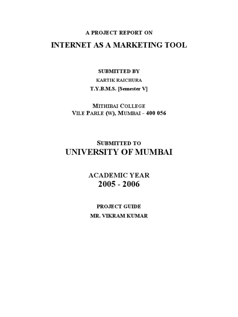 Project Report On Internet As A Marketing Tool | PDF | Affiliate ...