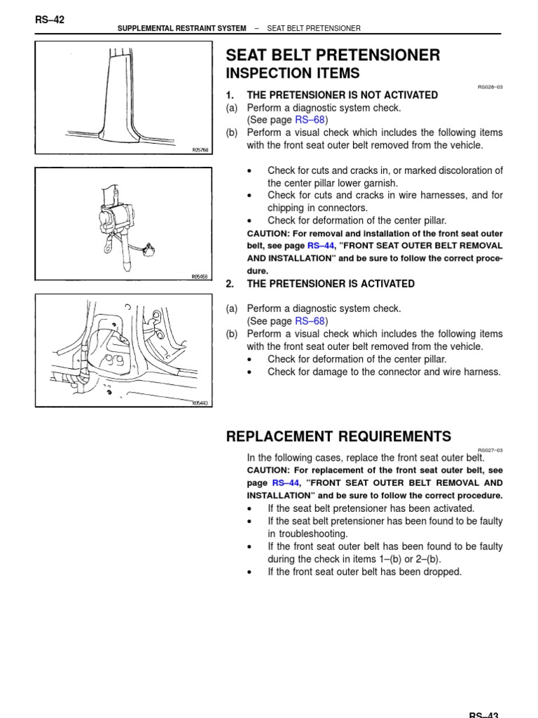 Seat Belt Pretensioner Replacement Guide | PDF | Seat Belt | Airbag