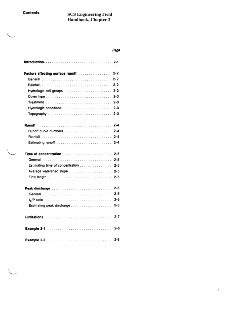 Scs Engineering Field Handbook Chapter 2 Drainage Basin Surface Runoff