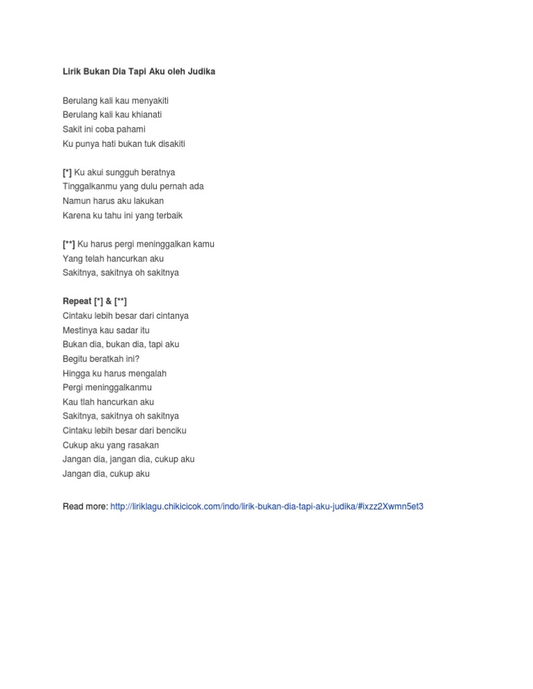 Lirik Bukan Dia Tapi Aku Oleh Judika Pdf