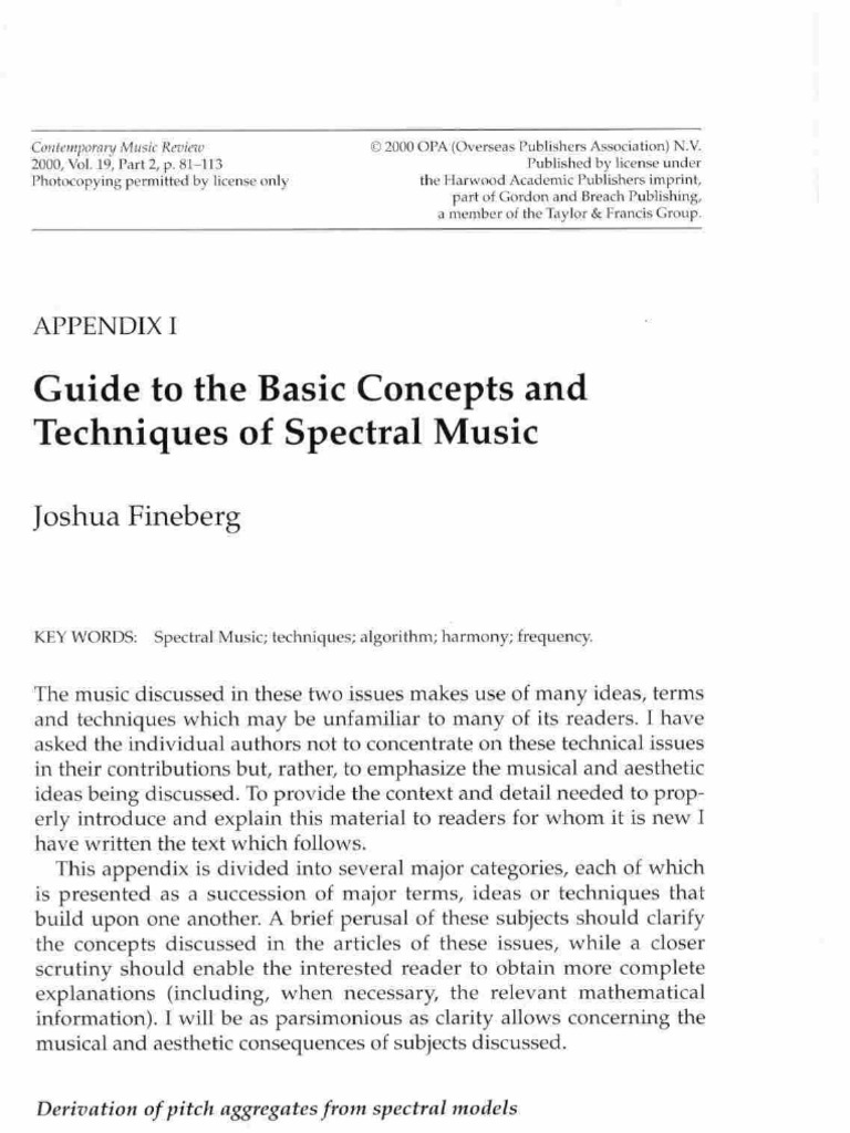 Fineberg Basic Concepts Spectralism | PDF