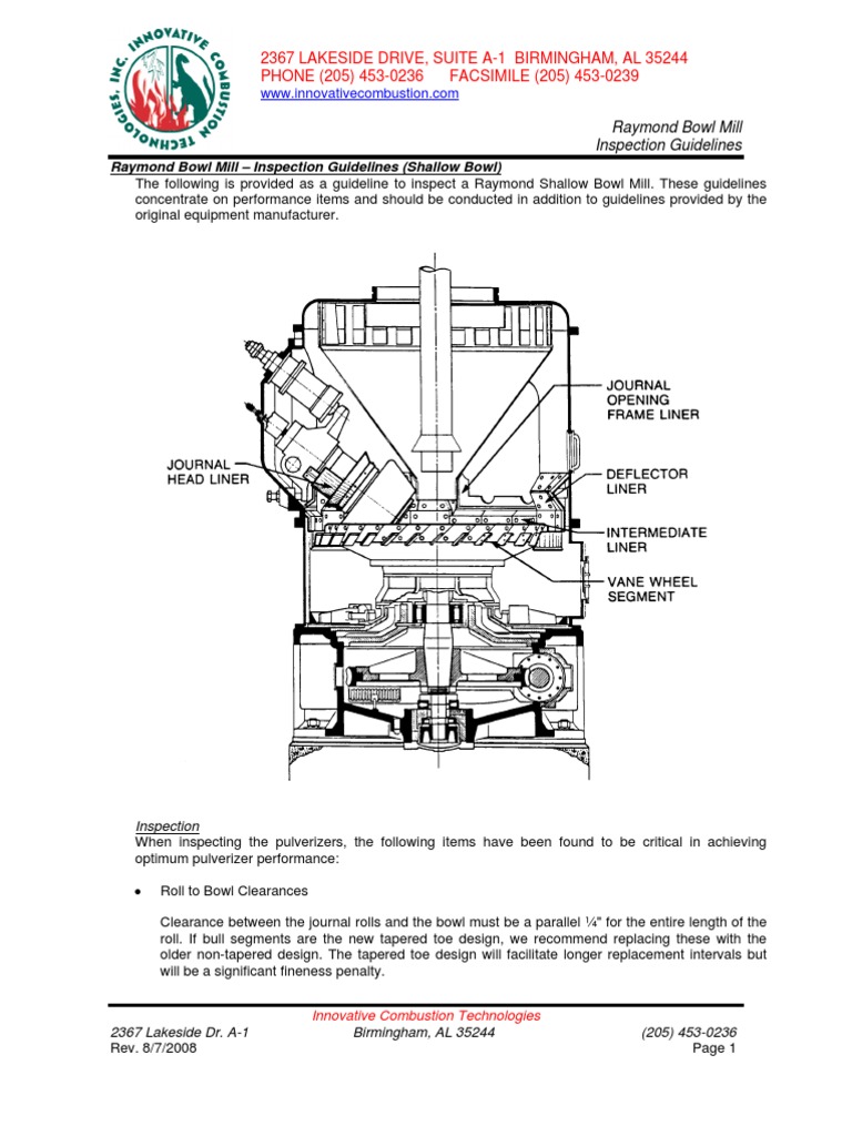 Raymond Bowl Mill Inspection Guide | PDF | Mechanical Engineering ...