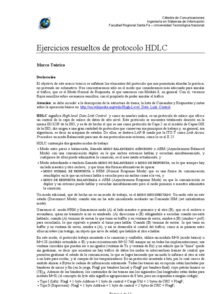 Ejercicios sobre Protocolo HDLC | PDF | Poco | Datos