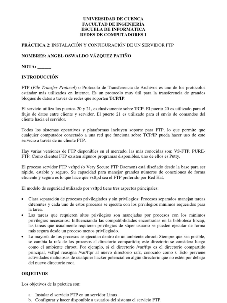 Instalación de Servidor FTP en Linux | PDF | Servidor (Computación ...