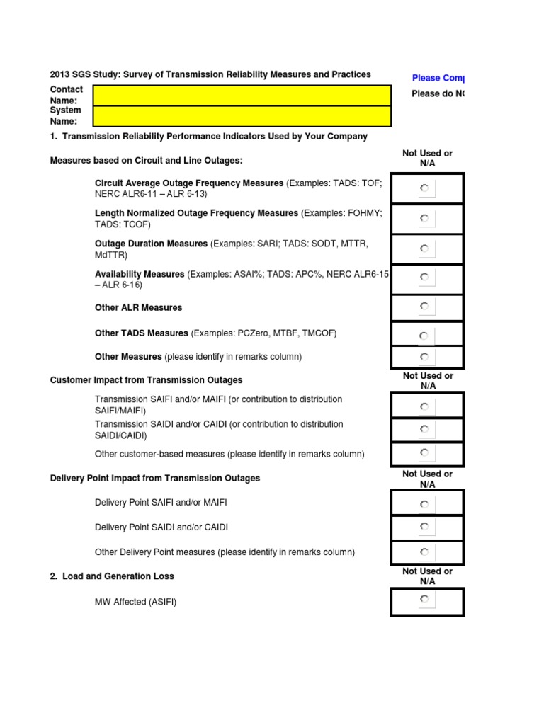 worksheet Tads Worksheet sgs performance measurement survey reliability engineering electrical substation