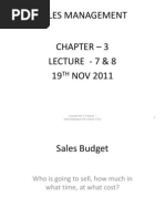 Sales Management: 1 Compiled by T S Dawar - Sales Management Lecture 7 & 8