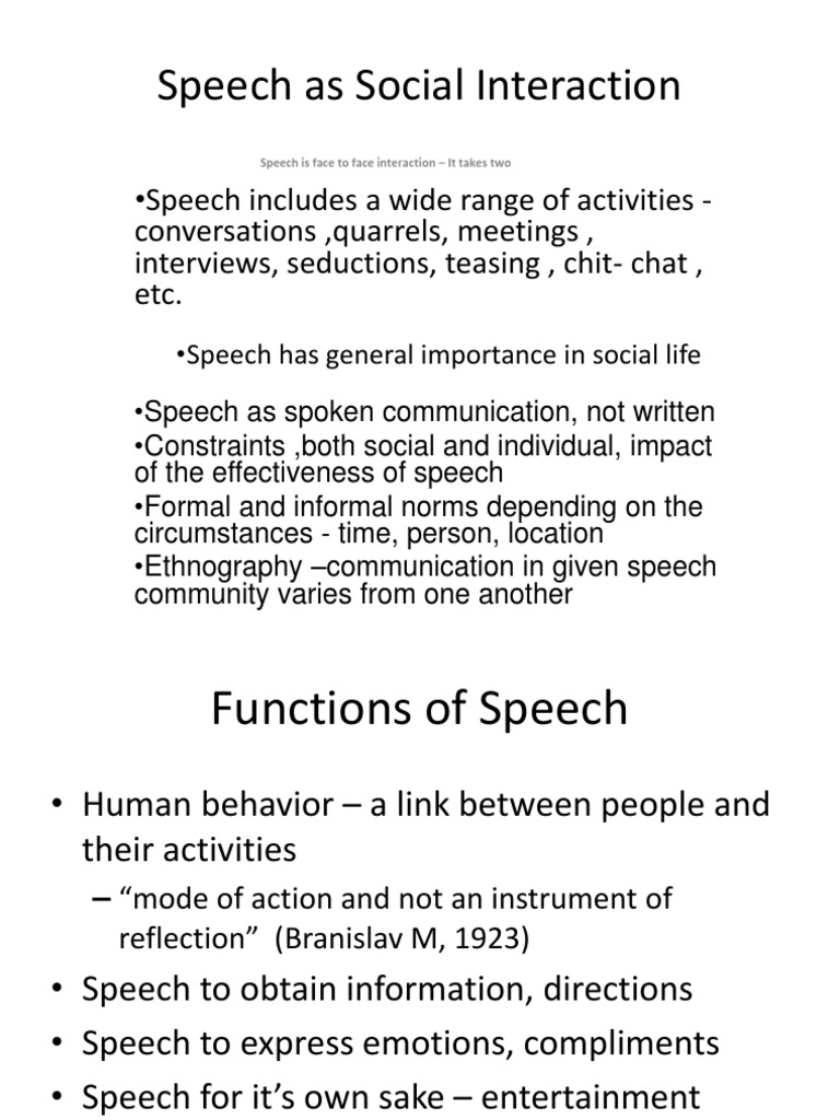 Understanding Speech as Social Interaction | PDF | Nonverbal ...