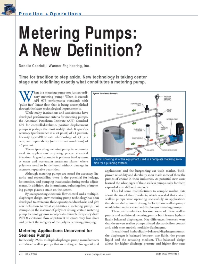Metering Pumps A New Definition PDF Pump Transmission (Mechanics)