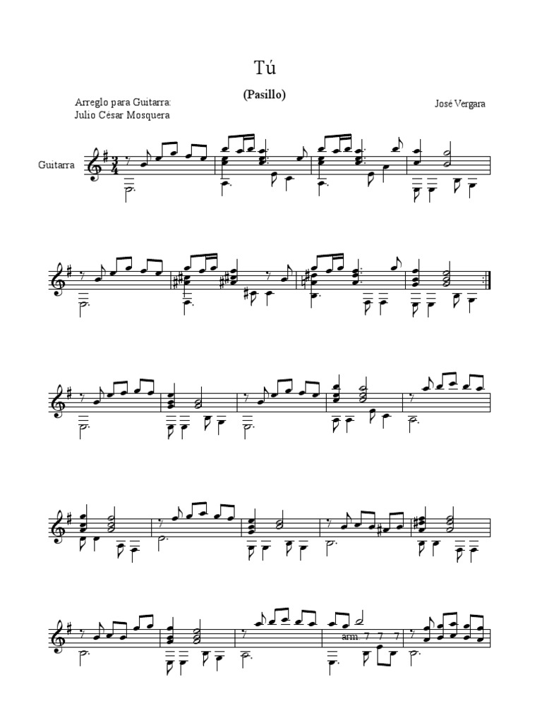 Guitarra Arreglo por Julio Mosquera | PDF