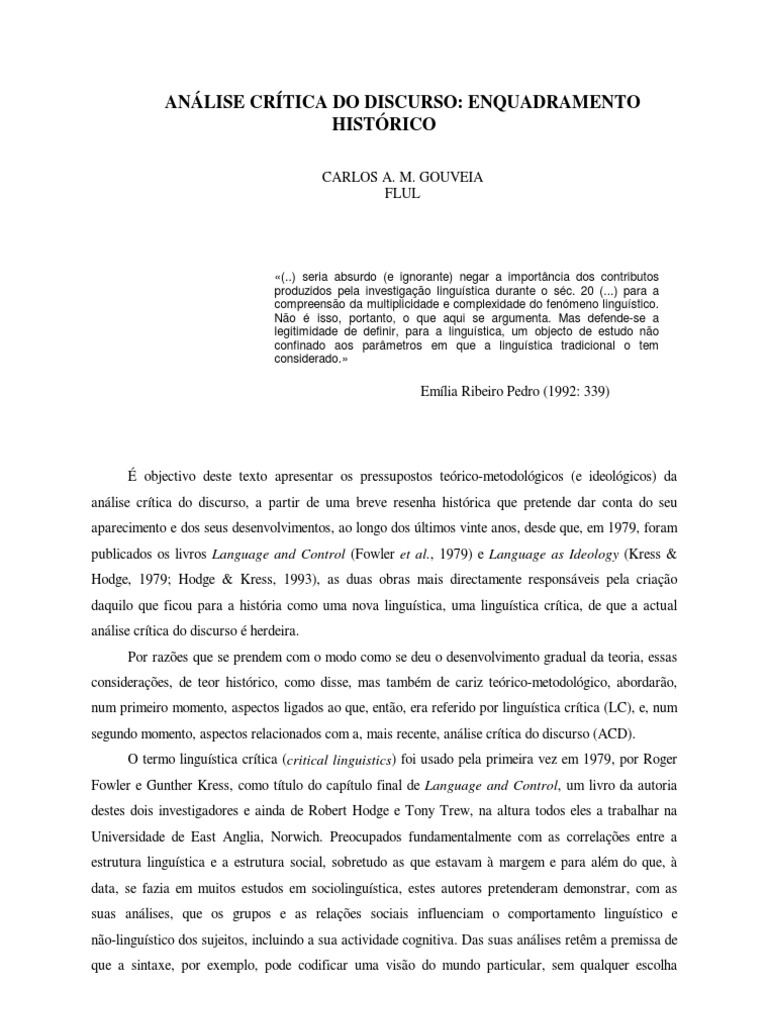 Leia A Seguir Um Fragmento Do Discurso