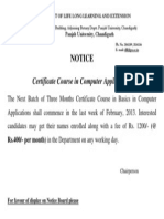 Notice: Certificate Course in Computer Applications