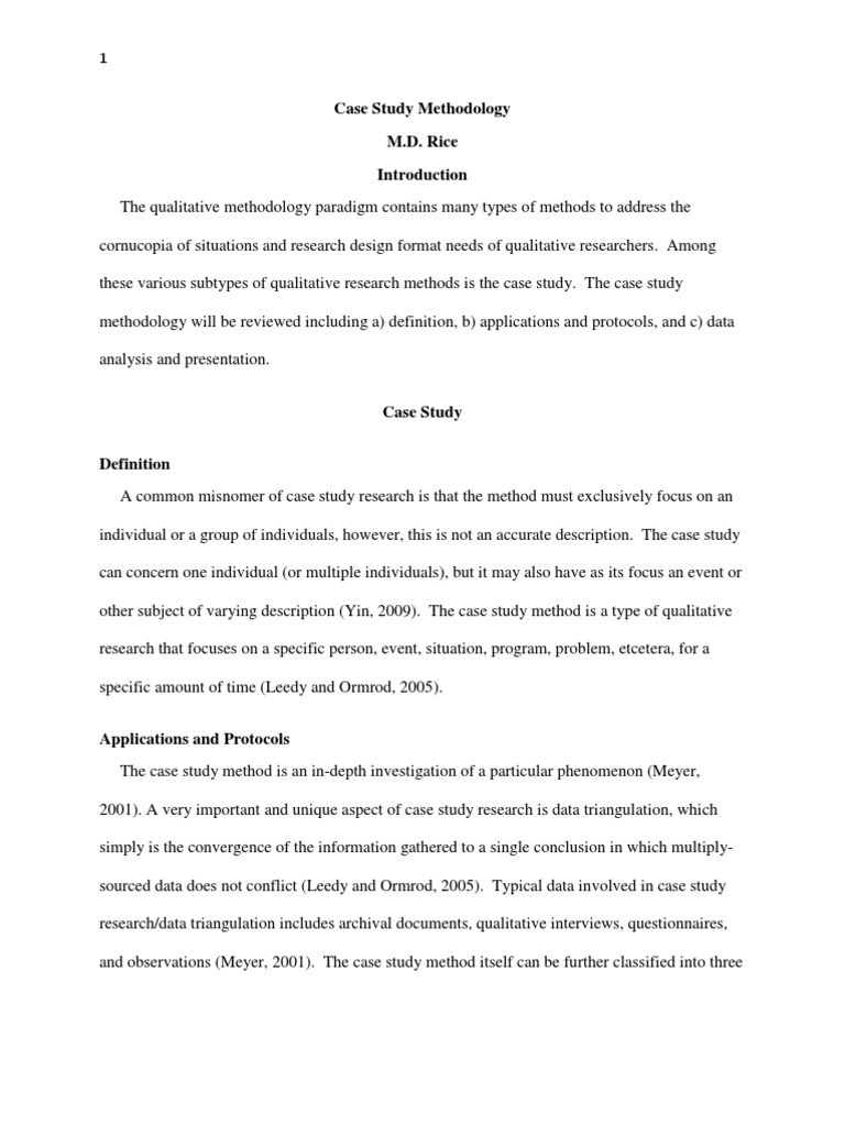 A Case In Case Study Methodology
