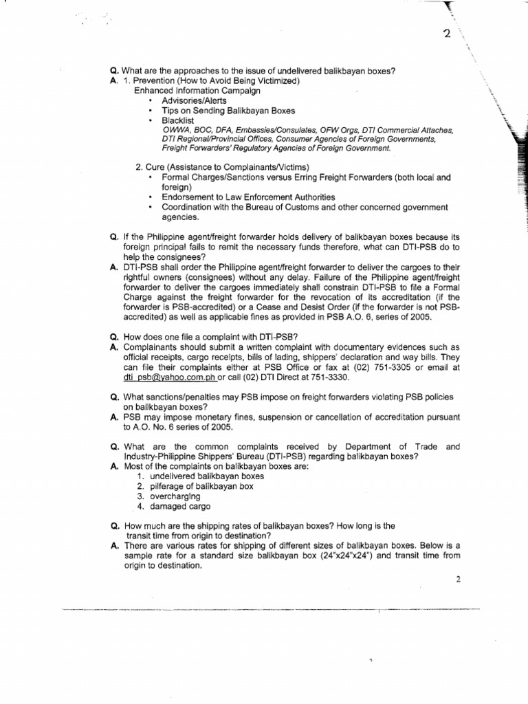 Dti Public Advisory On Cargo Forwarding Cargo Commercial Item - 