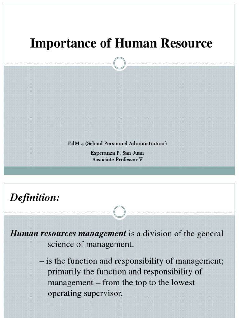 Importance of Human Resource Management | PDF | Employment | Human ...