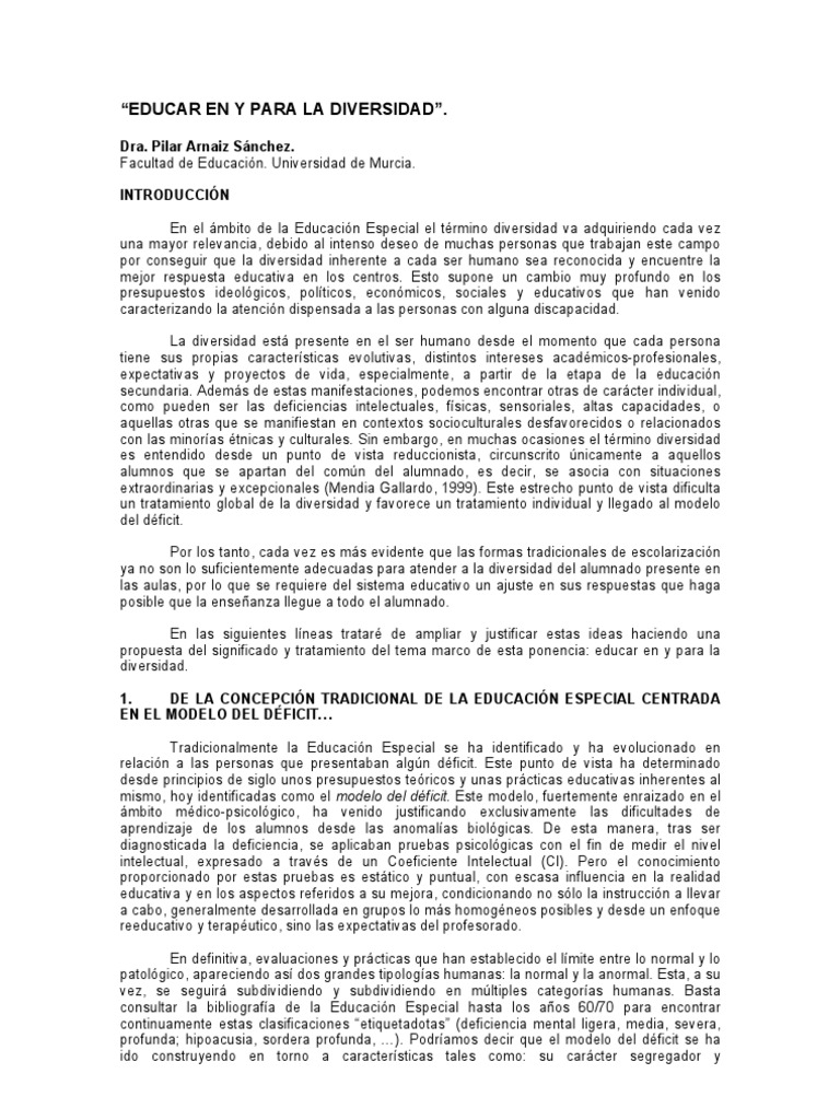 Educar en y para la diversidad | PDF