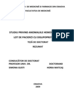 Studiu Privind Anomaliile Hemostazei La Un Lot de Pacieni Cu Dislipoproteinemie