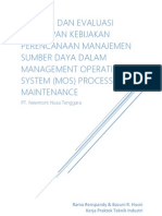 Download Analisis dan Evaluasi Penerapan Kebijakan Perencanaan Manajemen Sumber Daya dalam Management Operating System MOS Process Maintenance di PT Newmont Nusa Tenggara by Rama Renspandy SN152205566 doc pdf