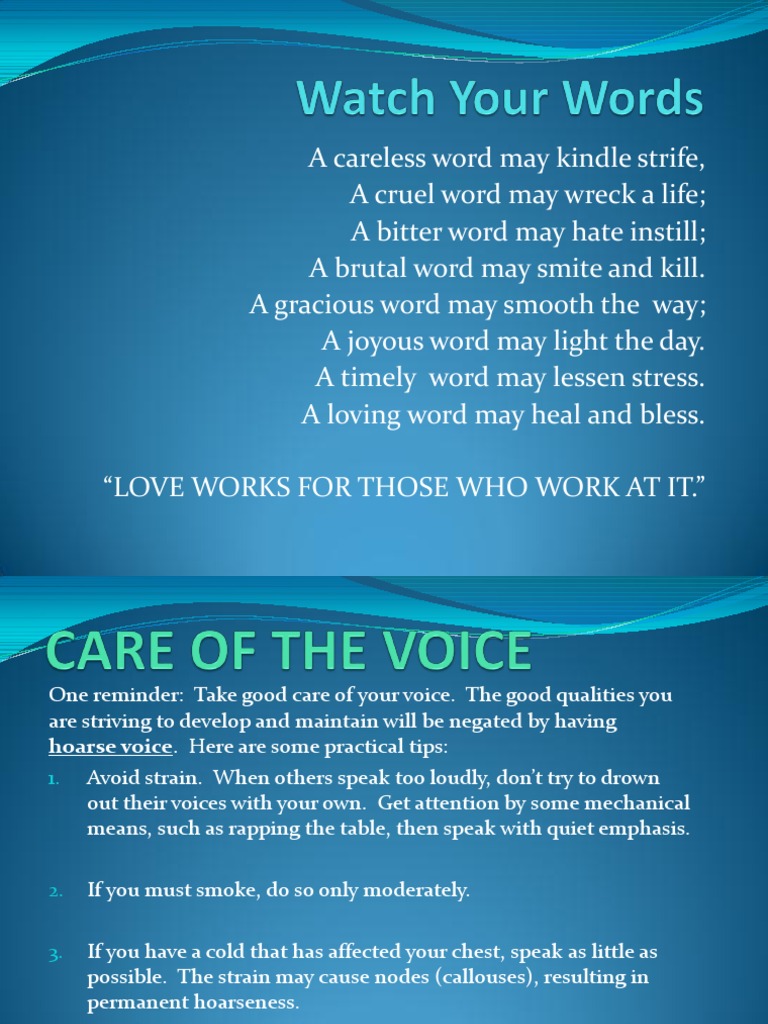 Watch Your Words PDF Breathing Vocal Pedagogy