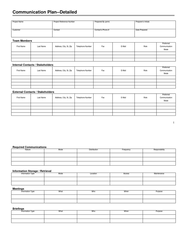 Detailed Communication Plan Template | PDF