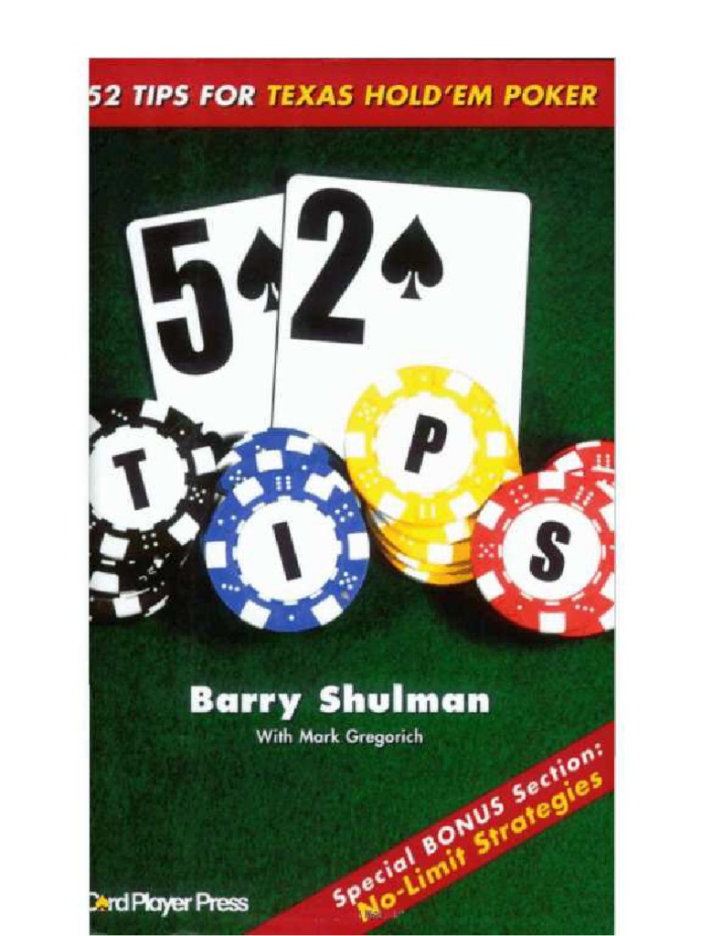 52 Tips For Texas Hold em Poker Barry Shulman PDF Betting In