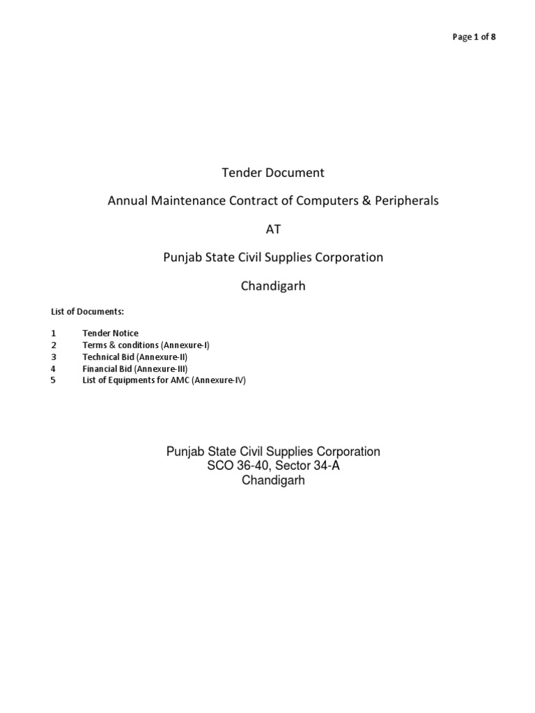 AMC Tender for Computers & Peripherals | PDF | Personal Computers ...