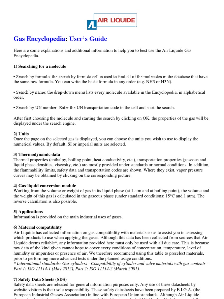 Air Liquide Gas Encyclopedia Guide | PDF | Nitrogen | Phase (Matter)