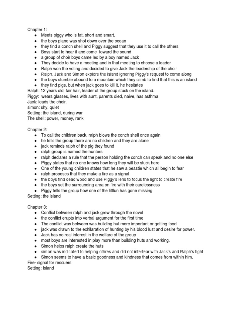 Lord of The Fireflies Summary PDF Violence